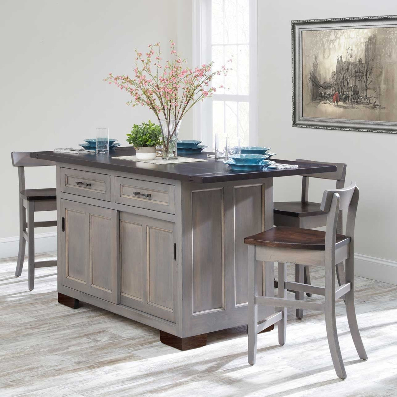Amish Hudson Large Kitchen Island for 4 - Quick Ship — actual product photograph