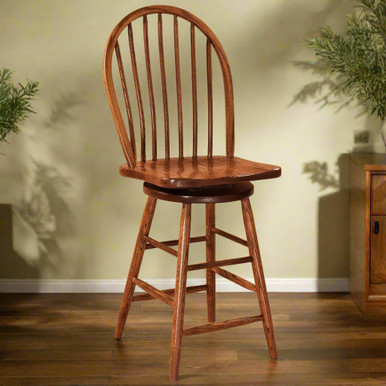 Econo Windsor Spindle Swivel Bar Stool | Handmade Amish Solid Wood Furniture with Heirloom Quality Craftsmanship, Made in USA