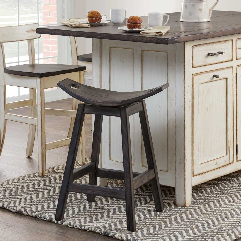 Amish Wilford Swivel Saddle Bar Stool — actual product photograph