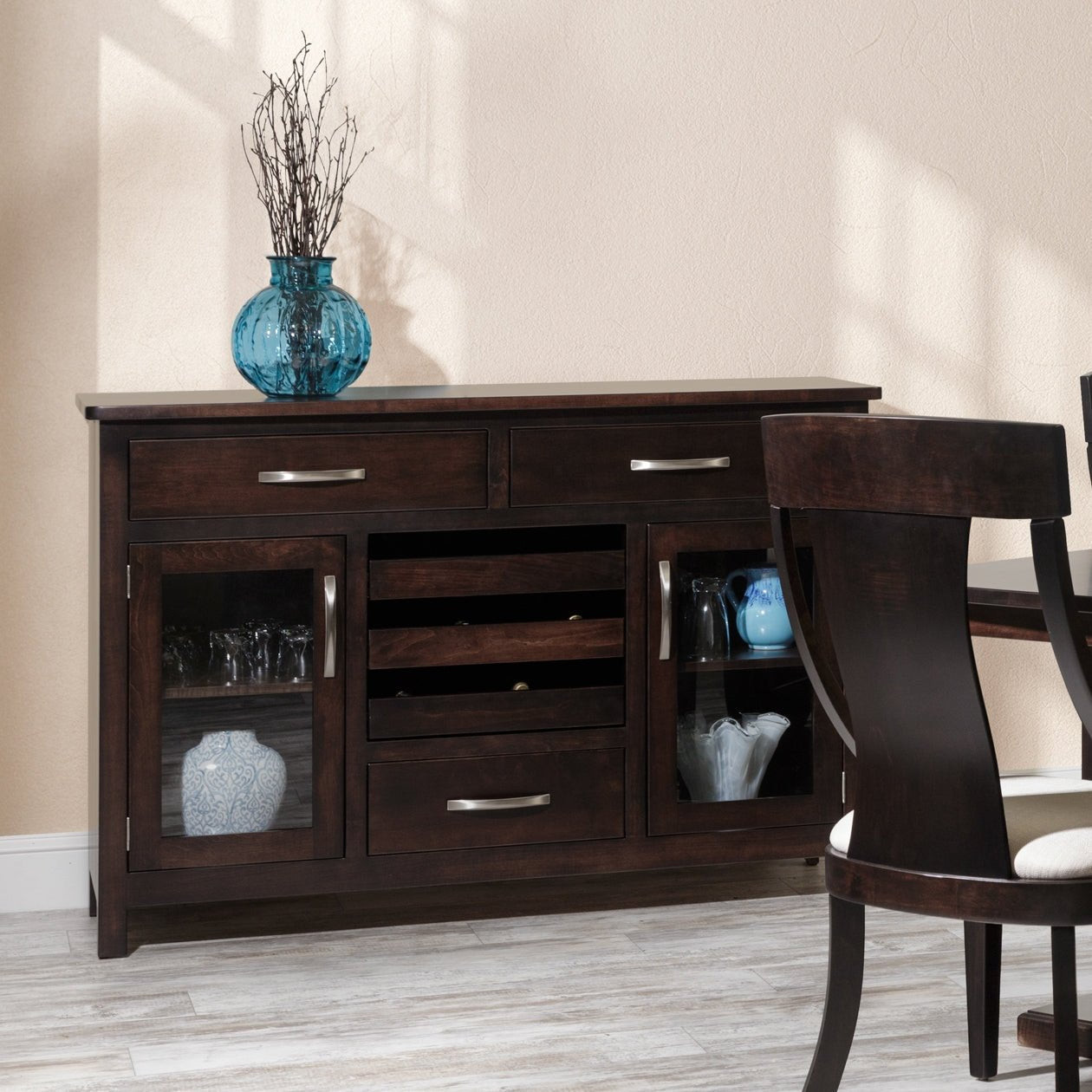 Amish Georgetown Dining Server with Wine Rack — actual product photograph