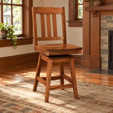 Ancient Mission Swivel Bar Stool | Handmade Amish Solid Wood Furniture with Heirloom Quality Craftsmanship, Made in USA