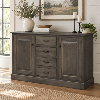 Alana 2 Door 4 Drawer Dining Storage Buffet | Handmade Amish Solid Wood Furniture with Heirloom Quality Craftsmanship, Made in USA