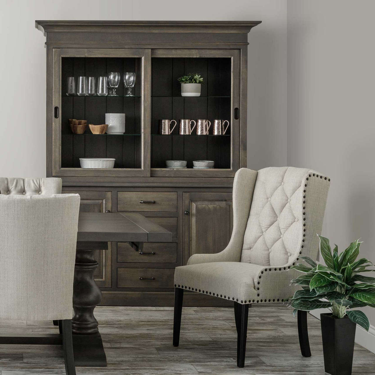 Amish Alana Sliding Door Dining Hutch — actual product photograph