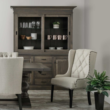 Alana Sliding Door Dining Hutch | Handmade Amish Solid Wood Furniture with Heirloom Quality Craftsmanship, Made in USA