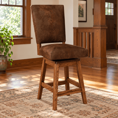 Warner Cushion Swivel Bar Stool | Handmade Amish Solid Wood Furniture with Heirloom Quality Craftsmanship, Made in USA