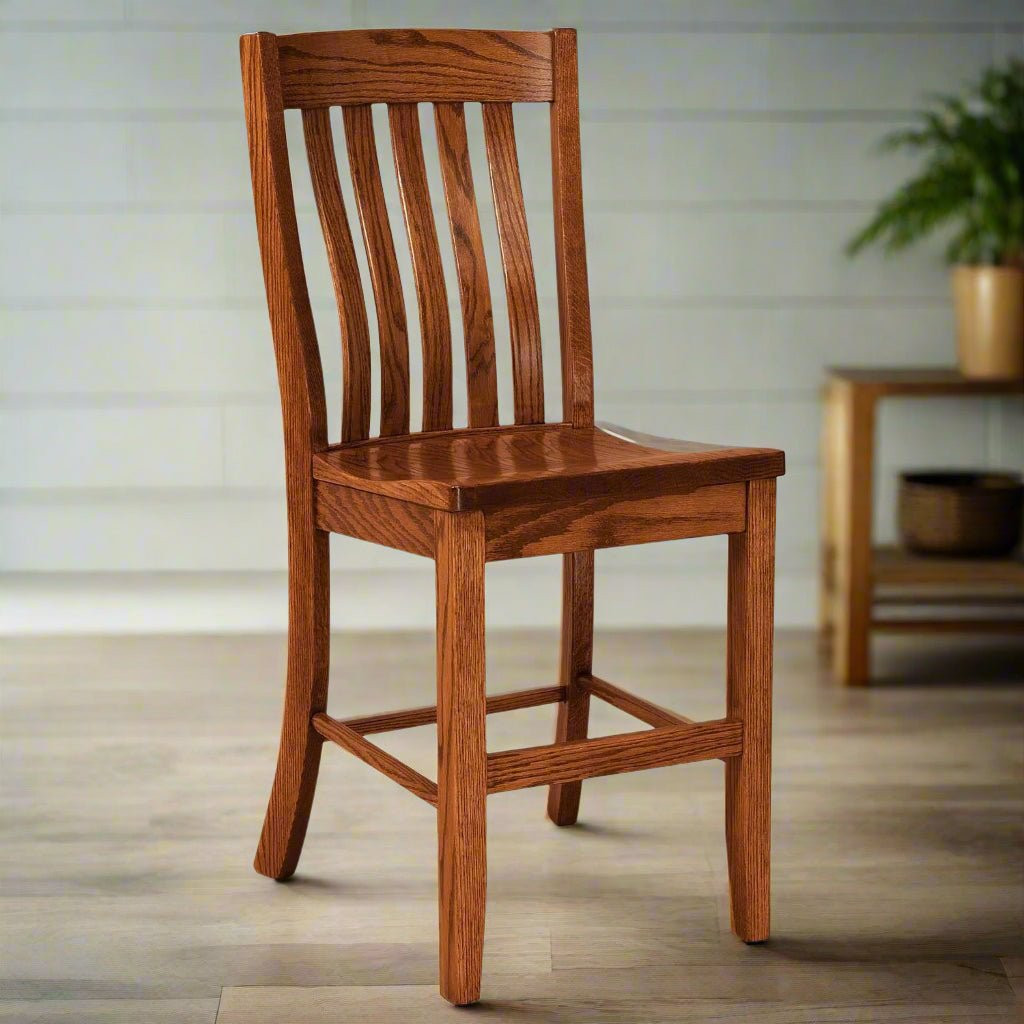 Amish Houghton Lumbar Back Non Swivel Bar Chair — actual product photograph