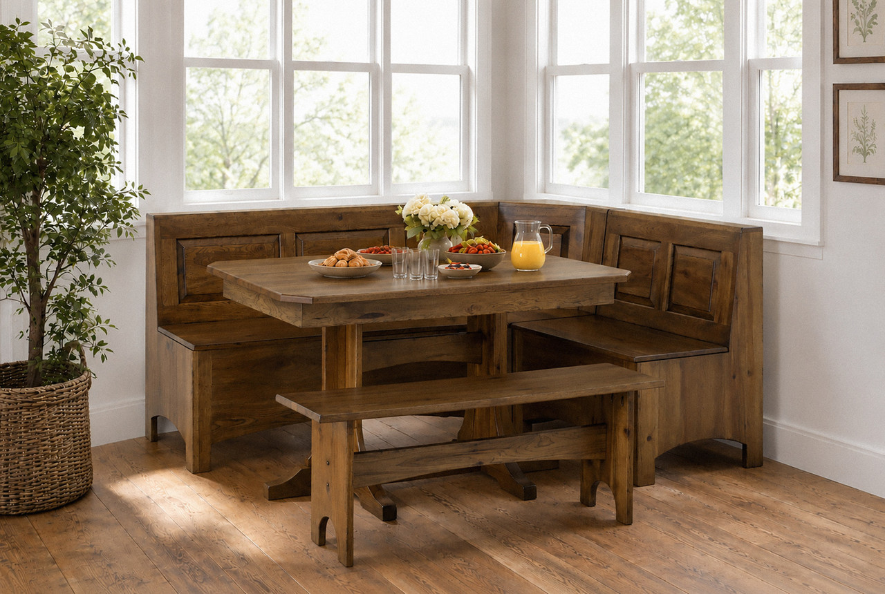 Amish Wood Kitchen Breakfast Corner Nook — actual product photograph