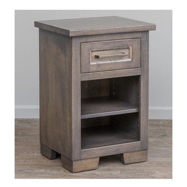 Hudson 1 Drawer Open Shelf Nightstand | Handmade Amish Solid Wood Furniture with Heirloom Quality Craftsmanship, Made in USA