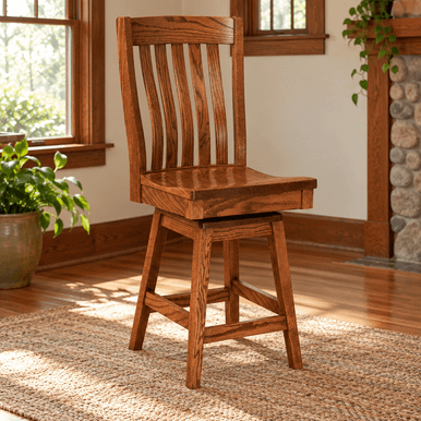 Houghton Swivel Bar Stool | Handmade Amish Solid Wood Furniture with Heirloom Quality Craftsmanship, Made in USA