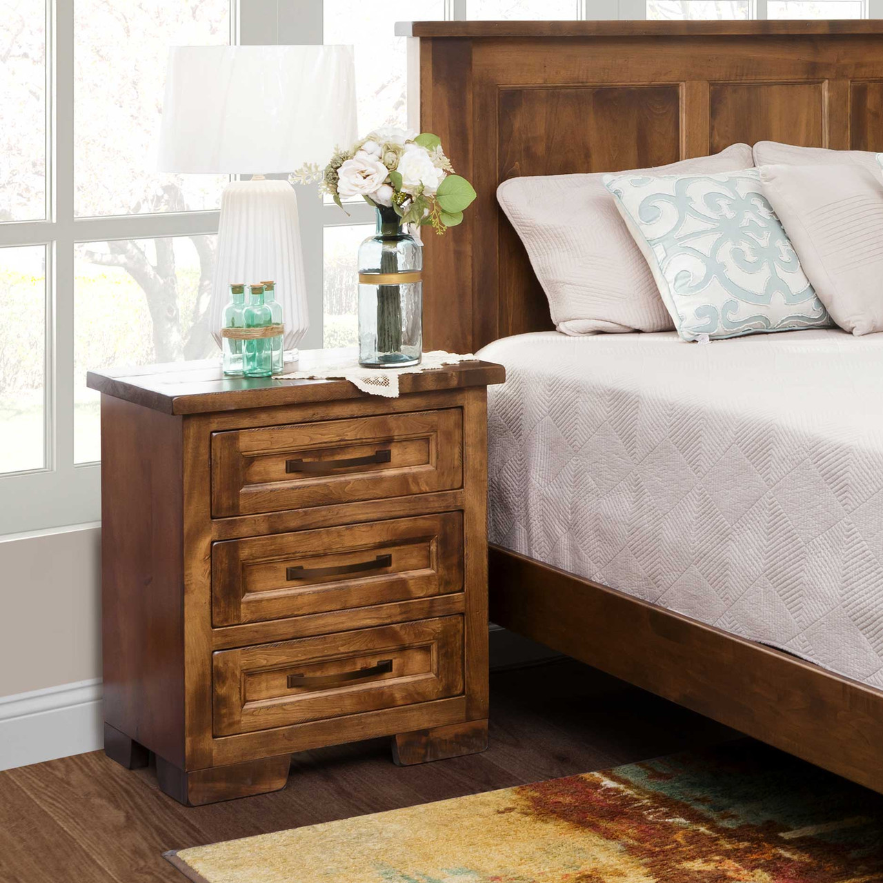 Amish Hudson 3-Drawer Nightstand — actual product photograph