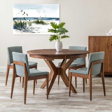 Tampa Round Expandable Pedestal Dining Table | Handmade Amish Solid Wood Furniture with Heirloom Quality Craftsmanship, Made in USA