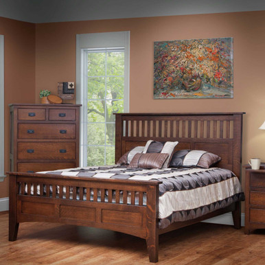 Mission Antique Slat Bed | Handmade Amish Solid Wood Furniture with Heirloom Quality Craftsmanship, Made in USA