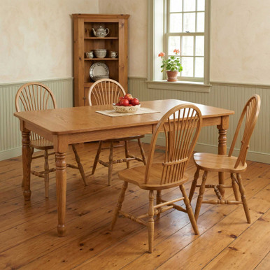 Homestead Expandable Rectangular Turned Leg Dining Table | Handmade Amish Solid Wood Furniture with Heirloom Quality Craftsmanship, Made in USA