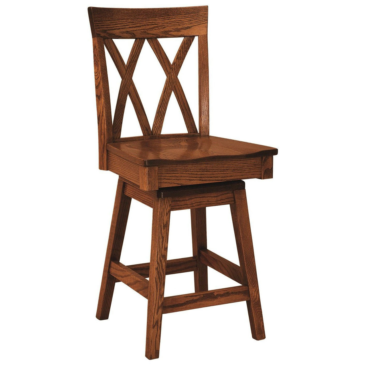 Amish Herrington Double X Back Swivel Bar Stool — actual product photograph