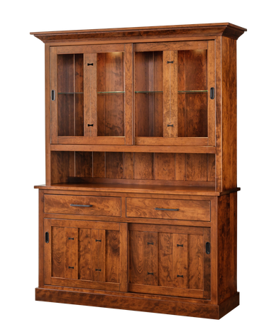 Lancaster Legacy Dixon Two Door Hutch w/Sliding Doors | Handmade Premium Solid Wood, Heirloom Quality Amish Furniture | Made in USA