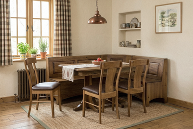 Lancaster Legacy Kitchen Nook Four-Piece Corner Set | Handmade Premium Solid Wood, Heirloom Quality Amish Furniture | Made in USA