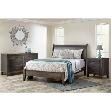 Tuscany Modern Wood 3 Pc Sleigh Bedroom Set | Handmade Amish Solid Wood Furniture with Heirloom Quality Craftsmanship, Made in USA