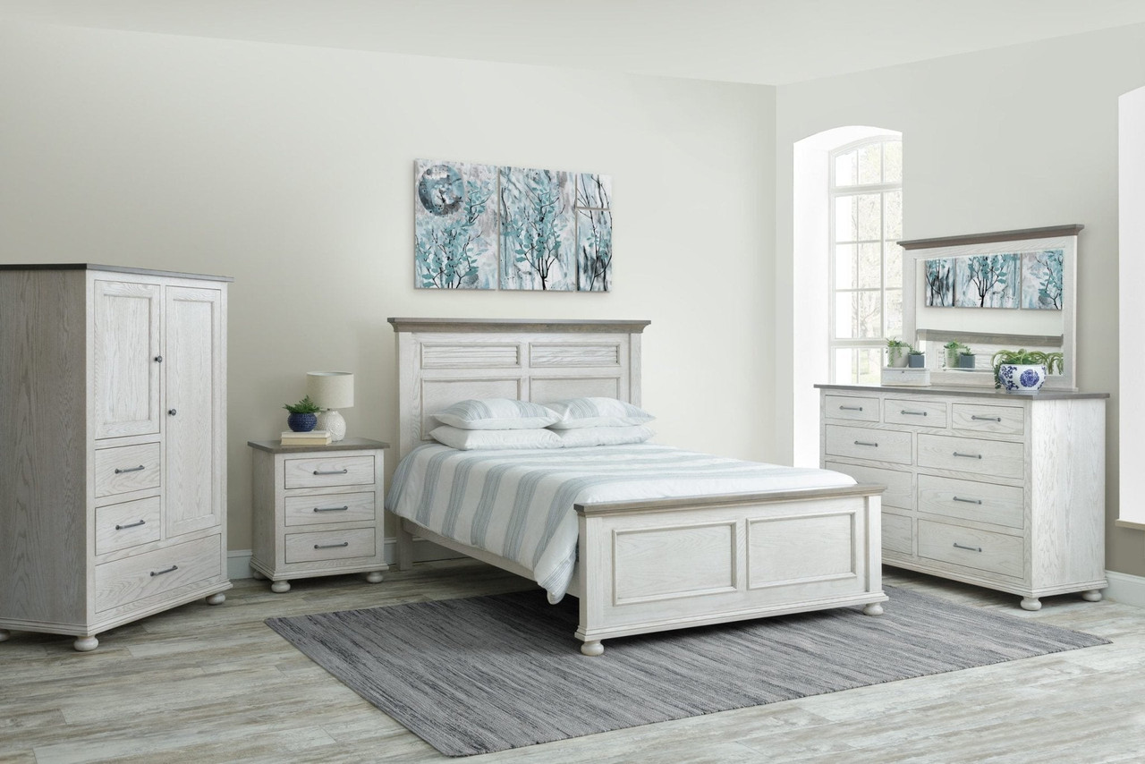 Amish Hickory Grove 5p Queen Rustic Bedroom Set - Quick Ship — actual product photograph