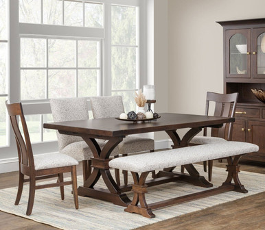 Sherwood Trestle 6pc 72" Dining Table & Chair Set | Handmade Amish Solid Wood Furniture with Heirloom Quality Craftsmanship, Made in USA