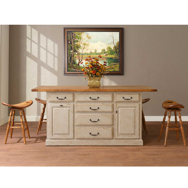 Traditional Large Kitchen Island with 4 Swivel Saddle Stools | Handmade Amish Solid Wood Furniture with Heirloom Quality Craftsmanship, Made in USA