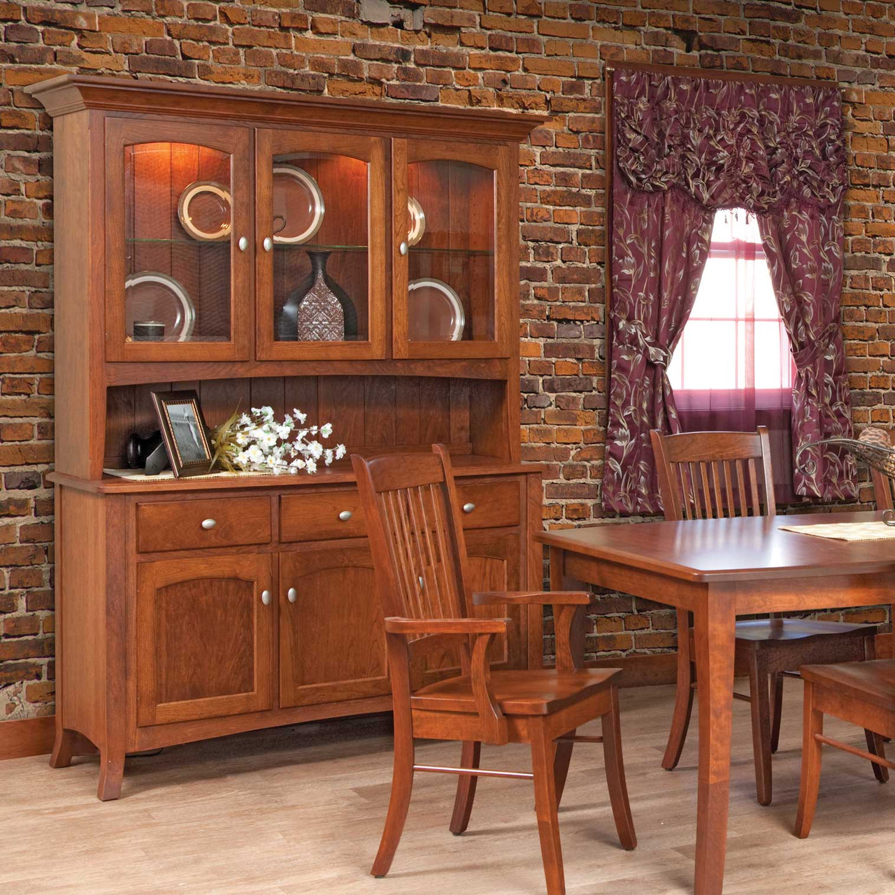 Amish Concord 3-Door Solid Wood Hutch — actual product photograph