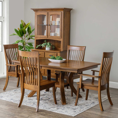 Christy Expandable Pedestal Dining Table | Handmade Amish Solid Wood Furniture with Heirloom Quality Craftsmanship, Made in USA