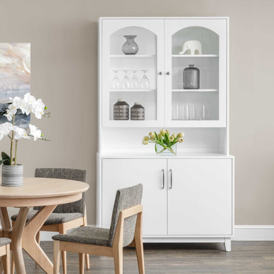 Tampa 2-Door Mid Century Modern Dining Hutch | Handmade Amish Solid Wood Furniture with Heirloom Quality Craftsmanship, Made in USA