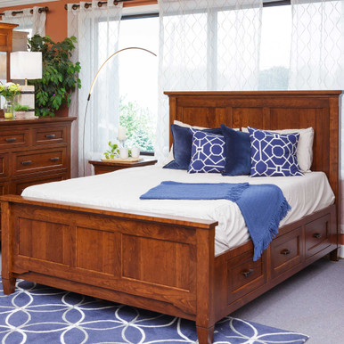 Lexington Platform Captain Storage Bed with Drawers | Handmade Amish Solid Wood Furniture with Heirloom Quality Craftsmanship, Made in USA