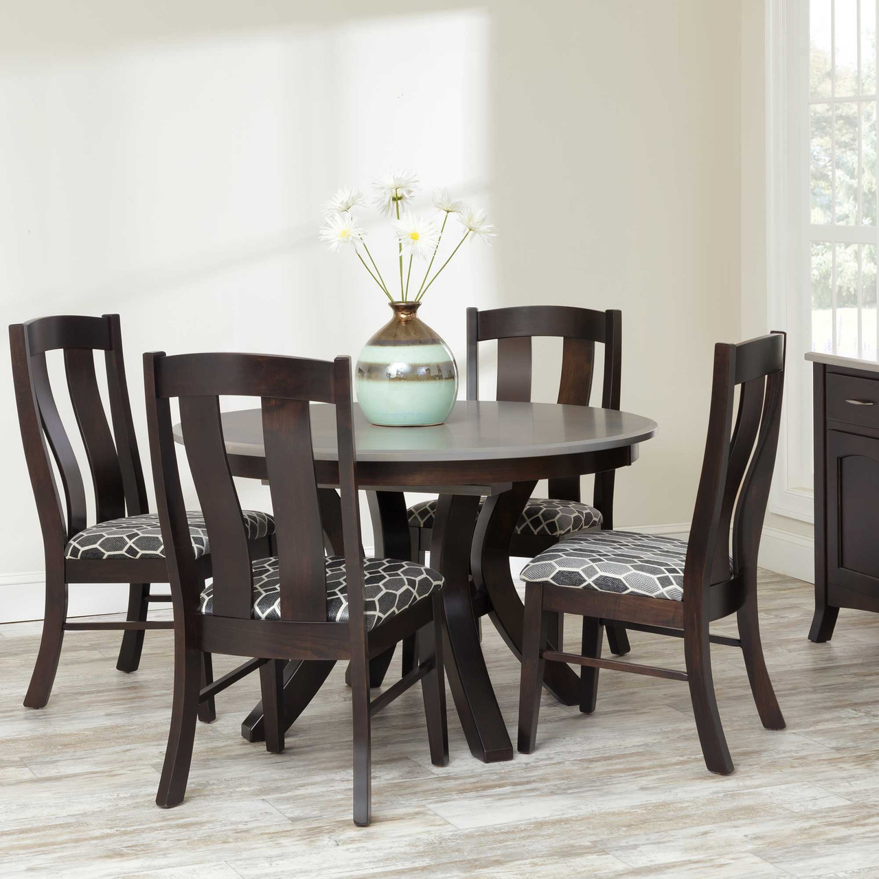 Amish Carlisle 48" Round Expandable Dining Table - Quick Ship — actual product photograph