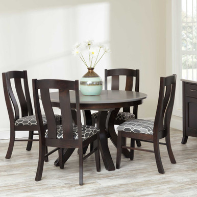 Carlisle 48" Round Expandable Dining Table - Quick Ship | Handmade Amish Solid Wood Furniture with Heirloom Quality Craftsmanship, Made in USA