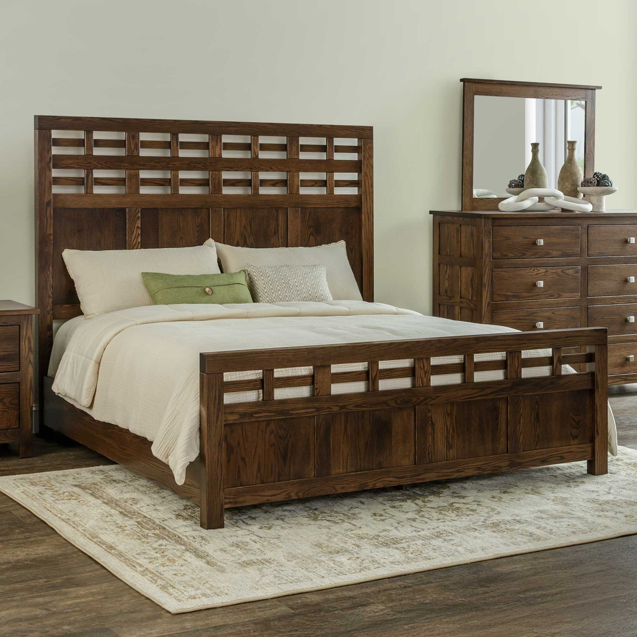 Amish Alto Lattice Solid Wood Bed — actual product photograph