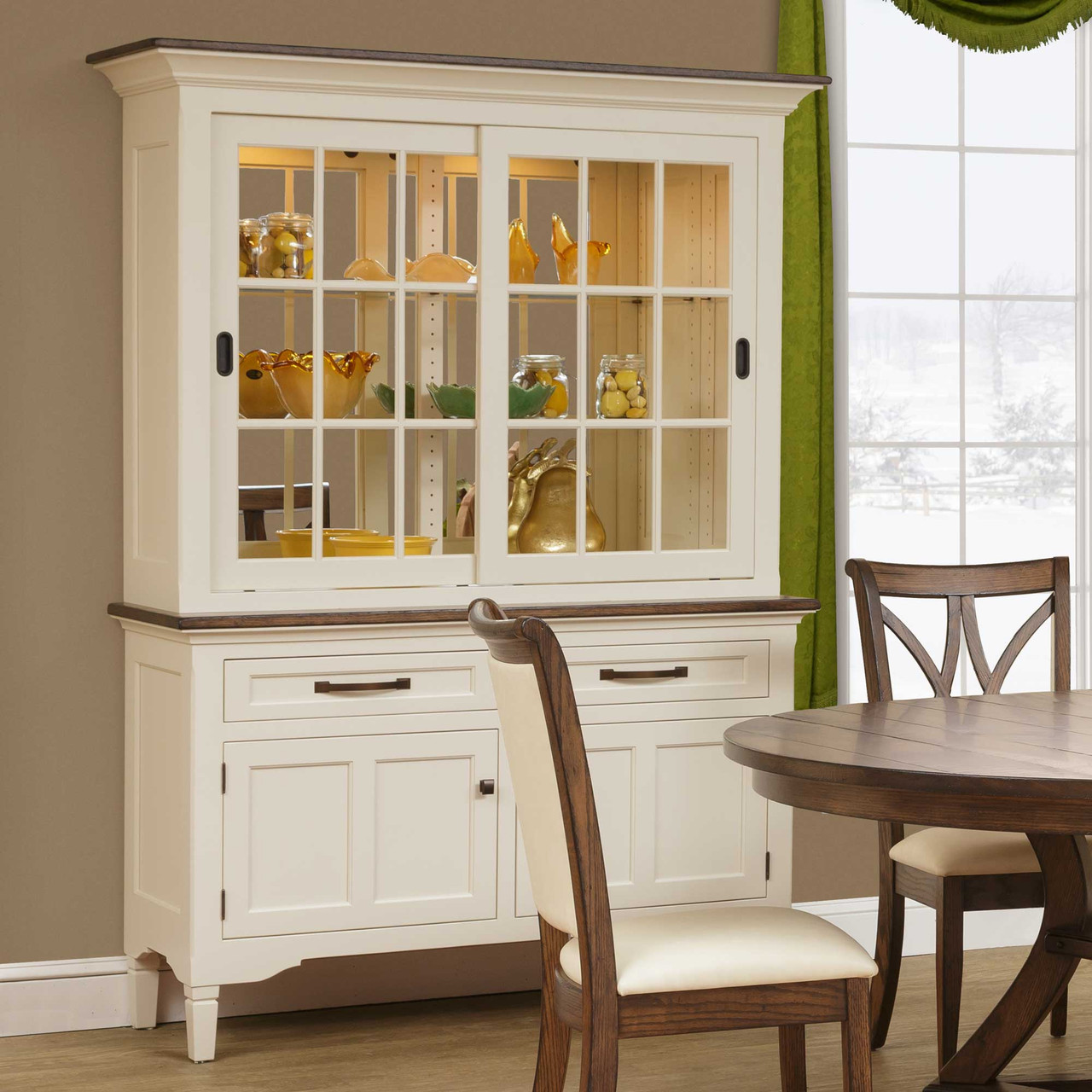 Amish Lexington Sliding Door Dining Room China Hutch — actual product photograph