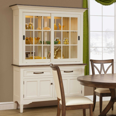 Lexington Sliding Door Dining Room China Hutch | Handmade Amish Solid Wood Furniture with Heirloom Quality Craftsmanship, Made in USA