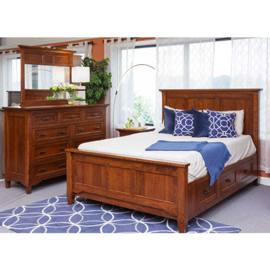 Lexington 4 pc Storage Bedroom Set | Handmade Amish Solid Wood Furniture with Heirloom Quality Craftsmanship, Made in USA