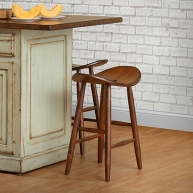 Saddle Seat Bar Height Stool | Handmade Amish Solid Wood Furniture with Heirloom Quality Craftsmanship, Made in USA