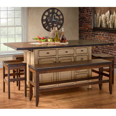 Ancient Mission Rustic Butcher Block Top Kitchen Island with Leaves | Handmade Amish Solid Wood Furniture with Heirloom Quality Craftsmanship, Made in USA