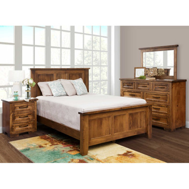 Rustic Hudson 4pc Bedroom Set | Handmade Amish Solid Wood Furniture with Heirloom Quality Craftsmanship, Made in USA