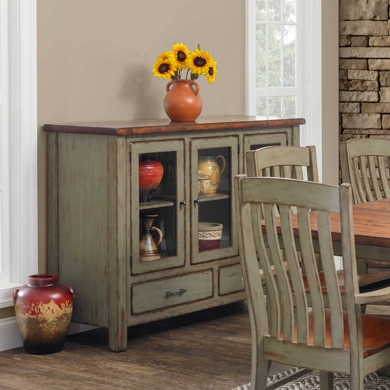 Amish Rustic Ancient Mission Butcher Block Top Dining Server — actual product photograph