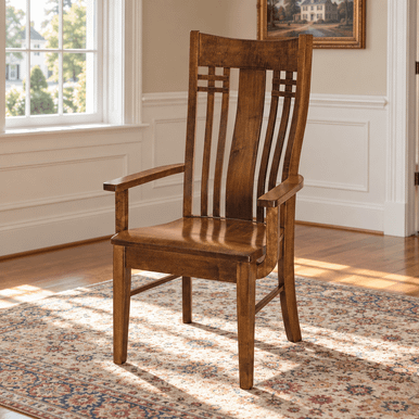 Bennett Arm Dining Chair | Handmade Amish Solid Wood Furniture with Heirloom Quality Craftsmanship, Made in USA