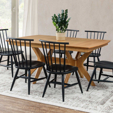 Ellen Expandable Rectangular Pedestal Dining Table | Handmade Amish Solid Wood Furniture with Heirloom Quality Craftsmanship, Made in USA