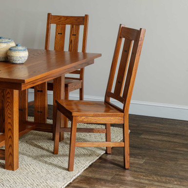 Dixon Wood Dining Chair w/ Bow Tie Inlays | Handmade Amish Solid Wood Furniture with Heirloom Quality Craftsmanship, Made in USA
