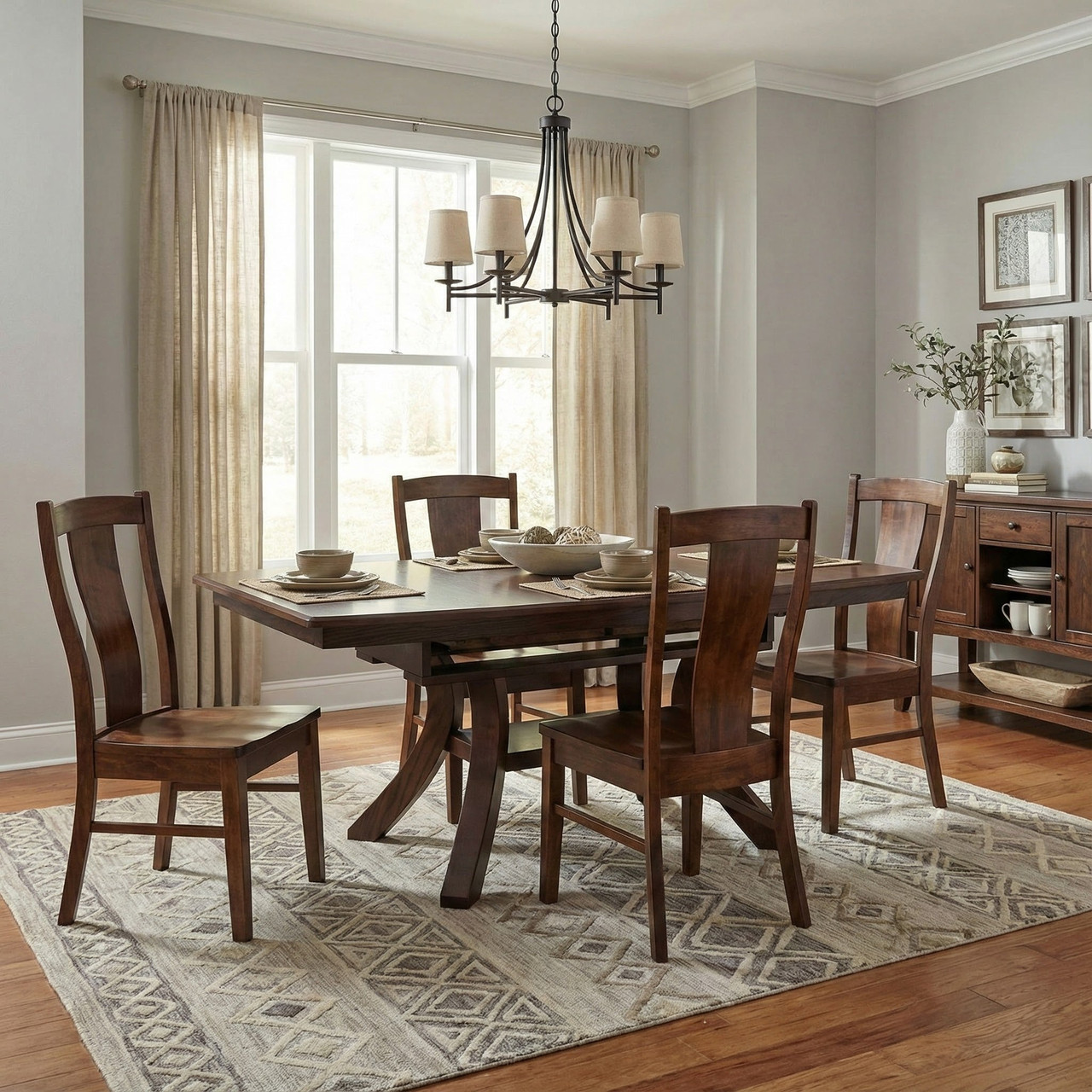 Amish 72" Christy Butterfly Leaf Trestle Dining Table — actual product photograph