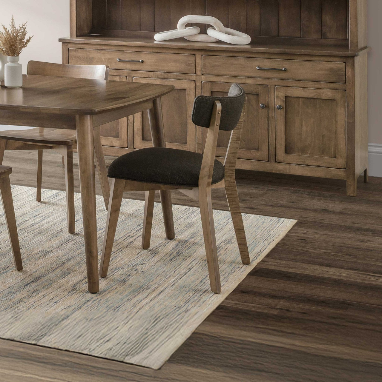 Amish Barco Mid Century Modern Cushion Dining Chair — actual product photograph