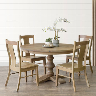 Alana Single Pedestal Round Expandable Dining Table | Handmade Amish Solid Wood Furniture with Heirloom Quality Craftsmanship, Made in USA