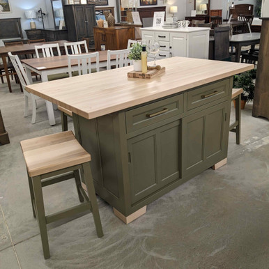 Hudson Sliding Door Food Safe Oiled Butcher Block Kitchen Island | Handmade Amish Solid Wood Furniture with Heirloom Quality Craftsmanship, Made in USA
