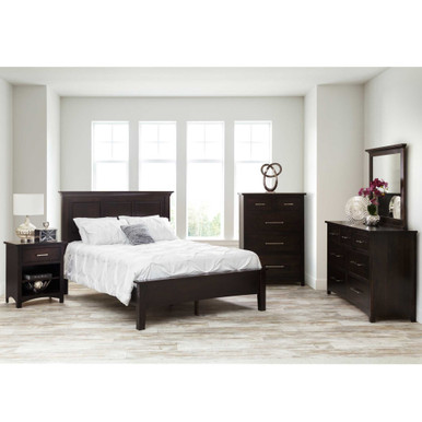 Ellington 5pc Wood Sleigh Bedroom Set | Handmade Amish Solid Wood Furniture with Heirloom Quality Craftsmanship, Made in USA