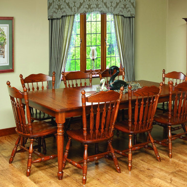 66" Homestead Turned Leg Dining Set with 6 chairs | Handmade Amish Solid Wood Furniture with Heirloom Quality Craftsmanship, Made in USA