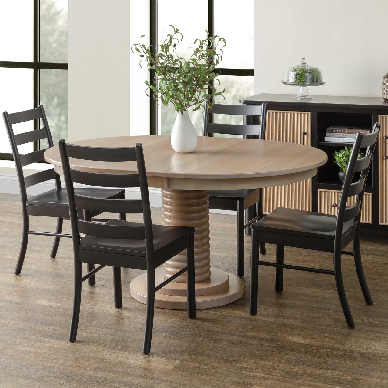 Amish Liberty Round Pedestal Dining Table — actual product photograph