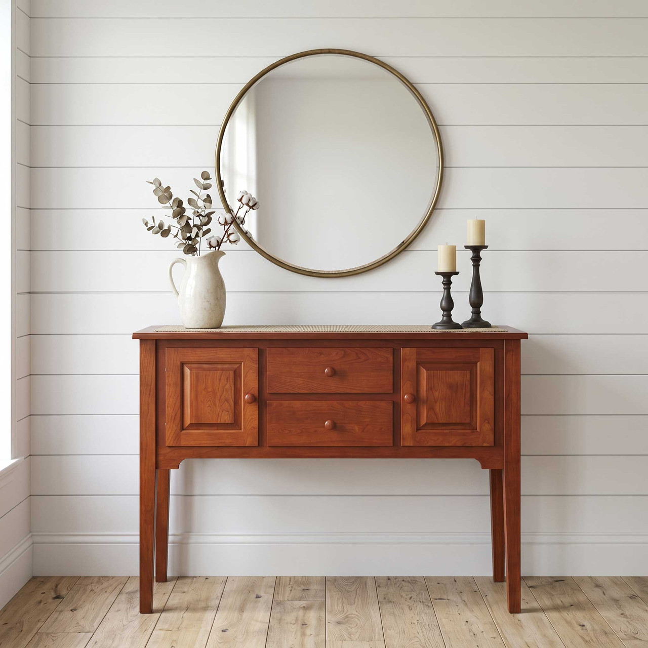Amish Shaker Solid Wood 2 Door 2 Drawer Dining Sideboard — actual product photograph