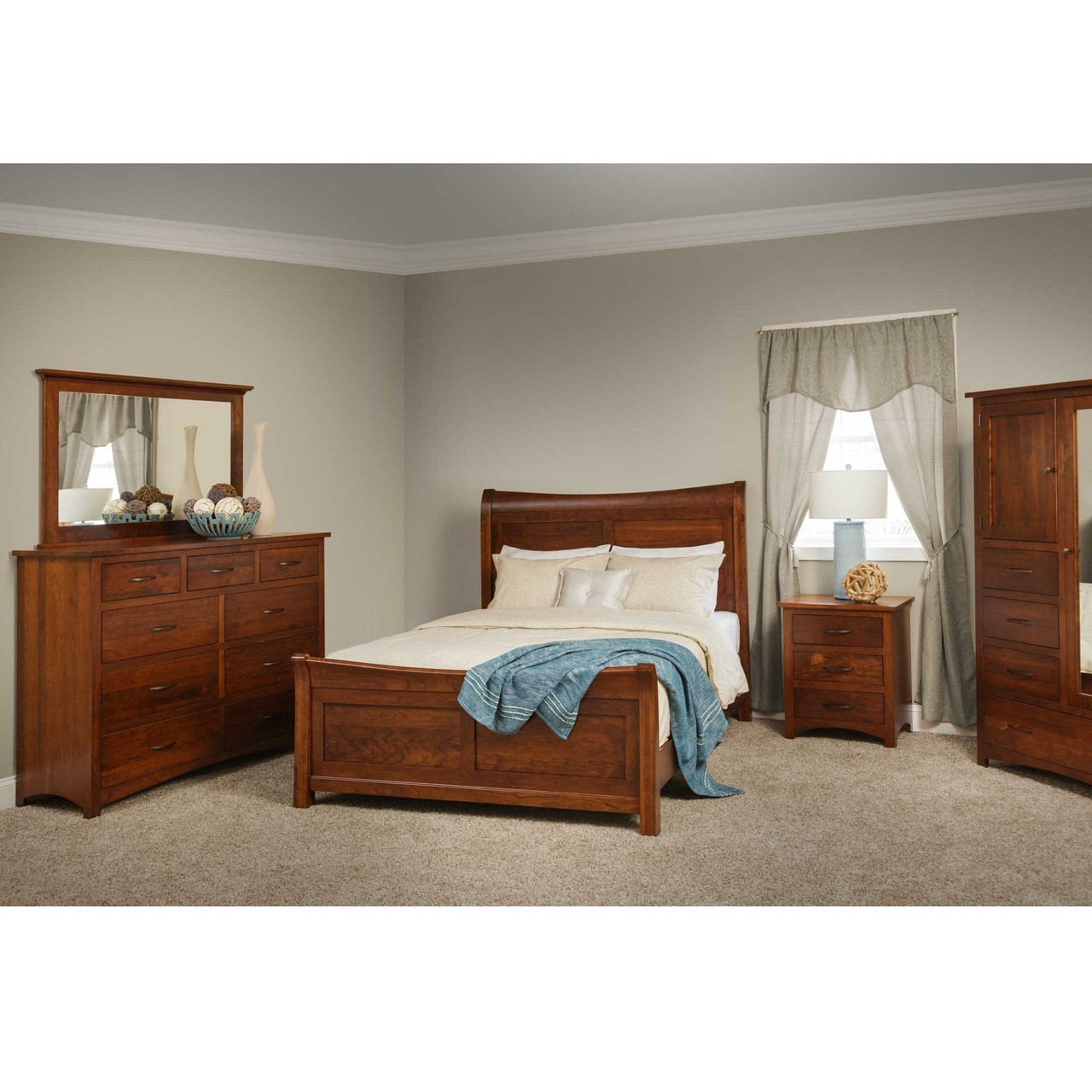 Amish Avondale 5pc Wood Sleigh Bedroom Set — actual product photograph